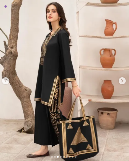 Premium Print Shirt With Printed Plazo & HandBag