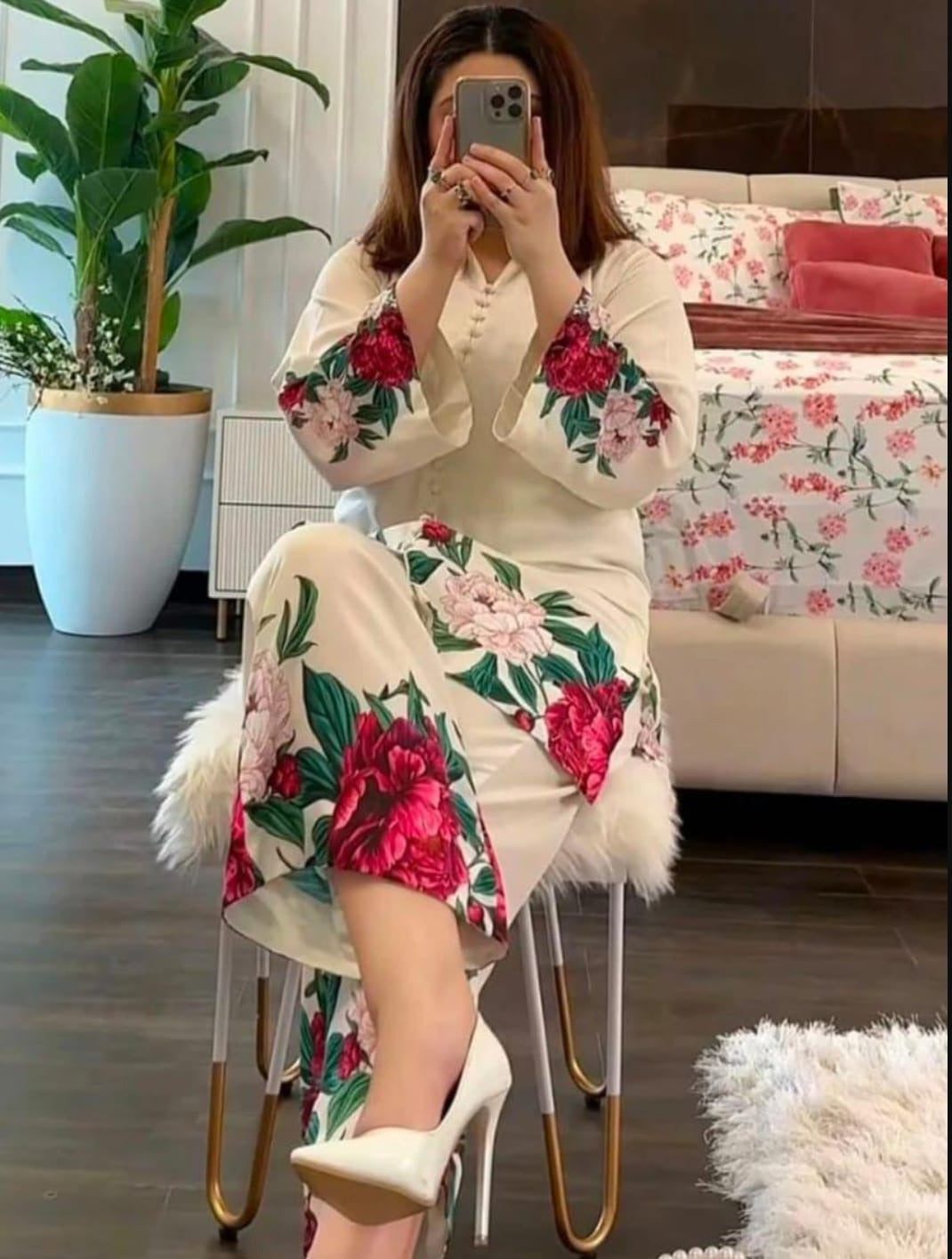 Digital Front & Back Floral Print Co Ord Set Two Piece