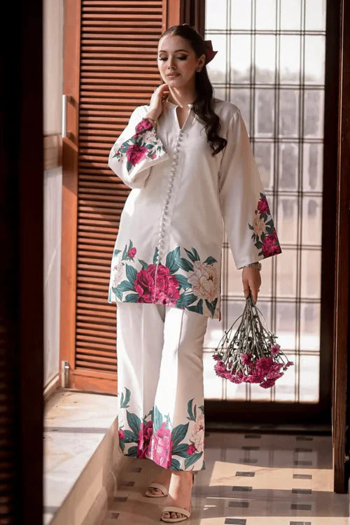 Digital Front & Back Floral Print Co Ord Set Two Piece