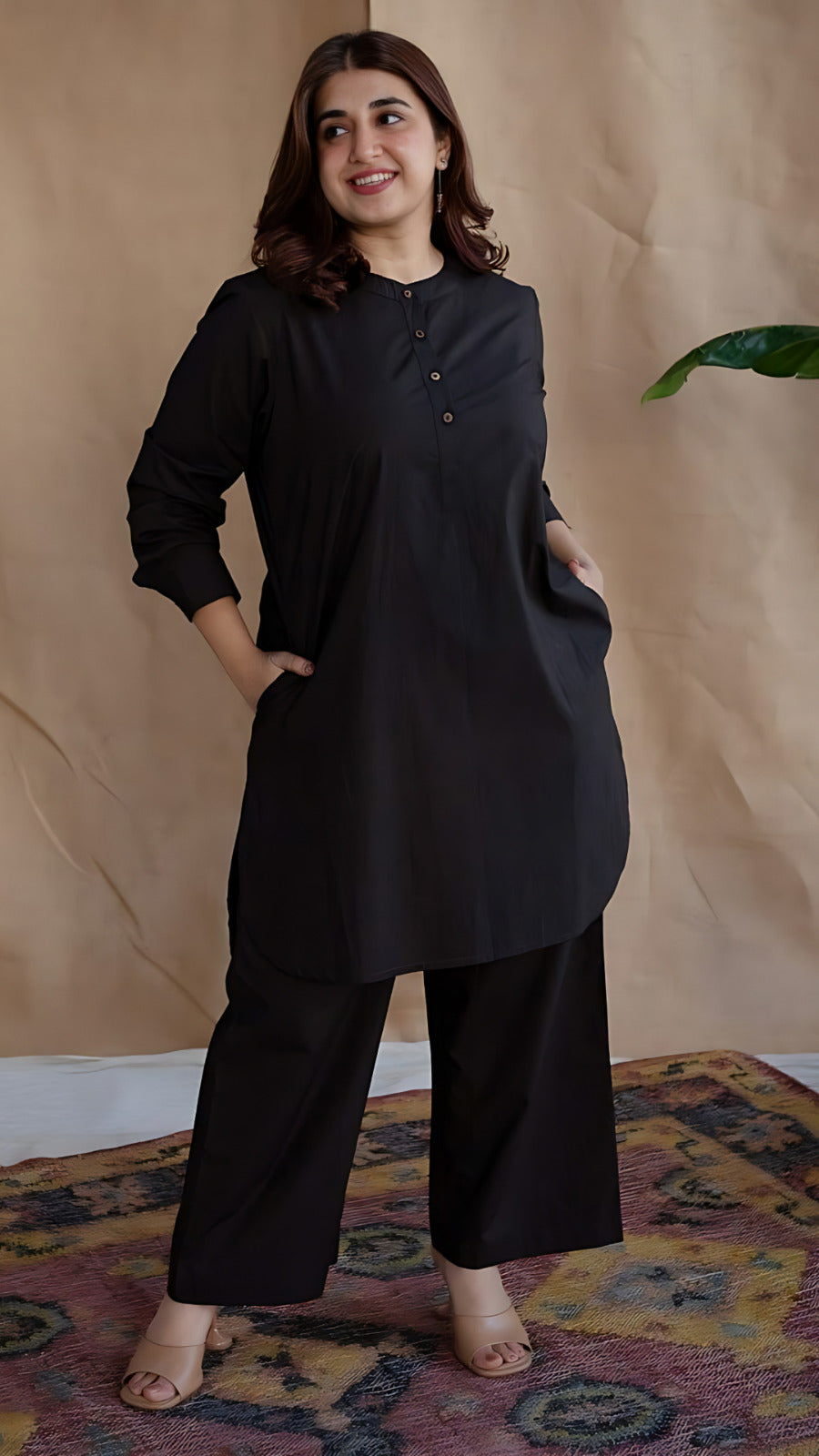 Black Collection - Two Piece Soft Cotton Dress Black Collection - Two Piece Soft Cotton Dress