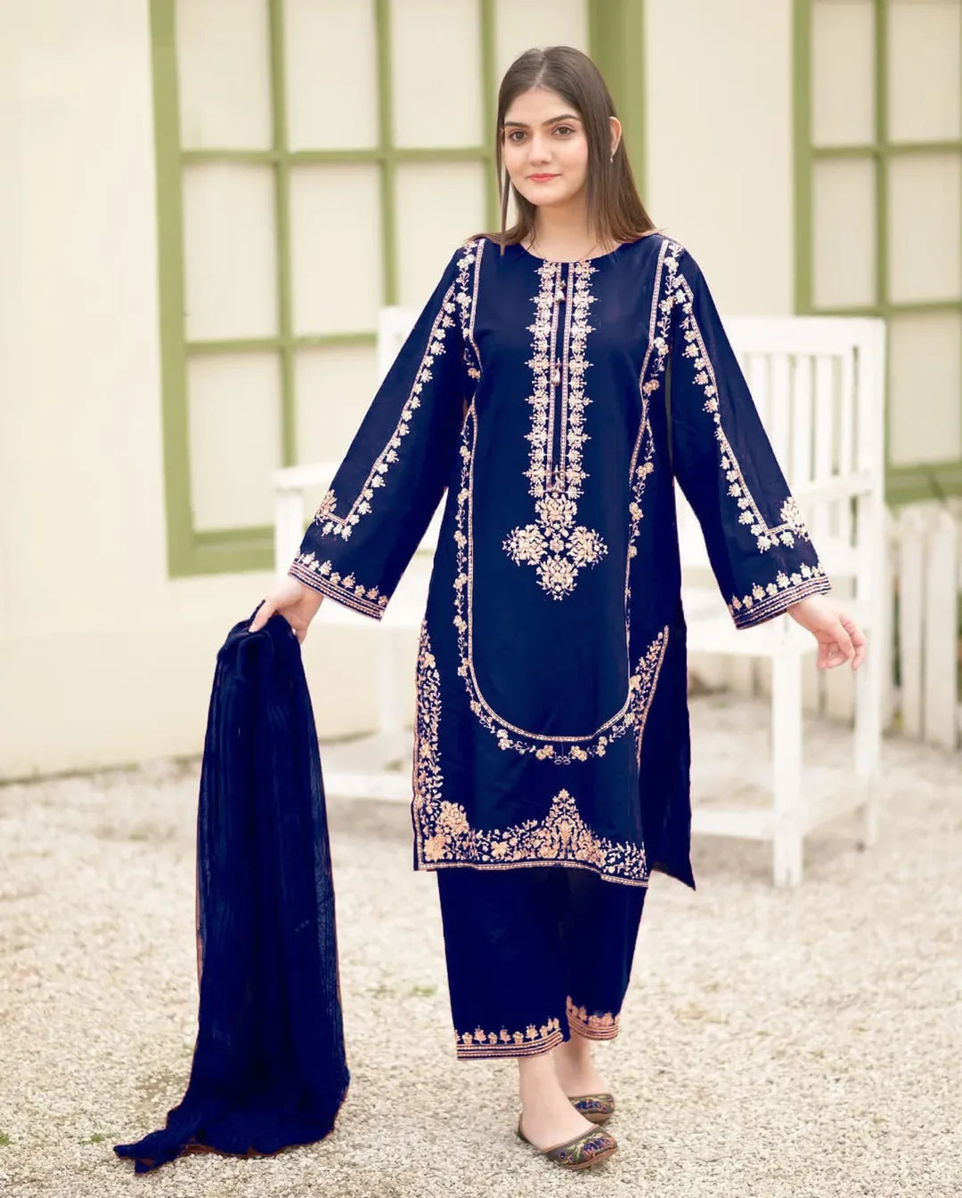 Premium Three Piece Suit with Full Embroidery