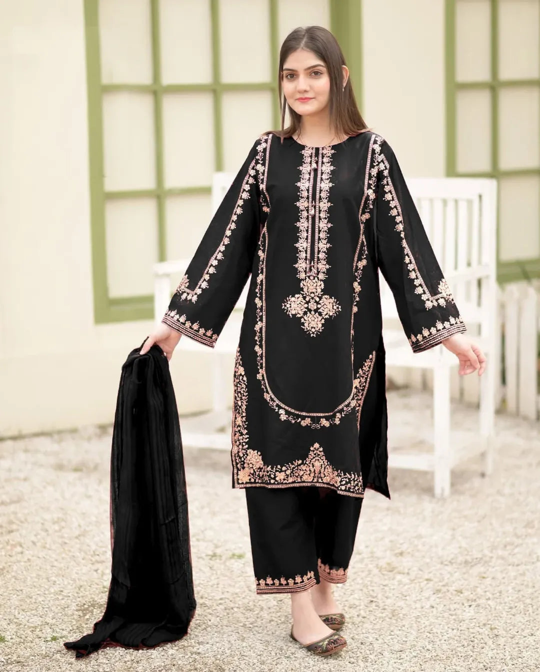 Premium Three Piece Suit with Full Embroidery