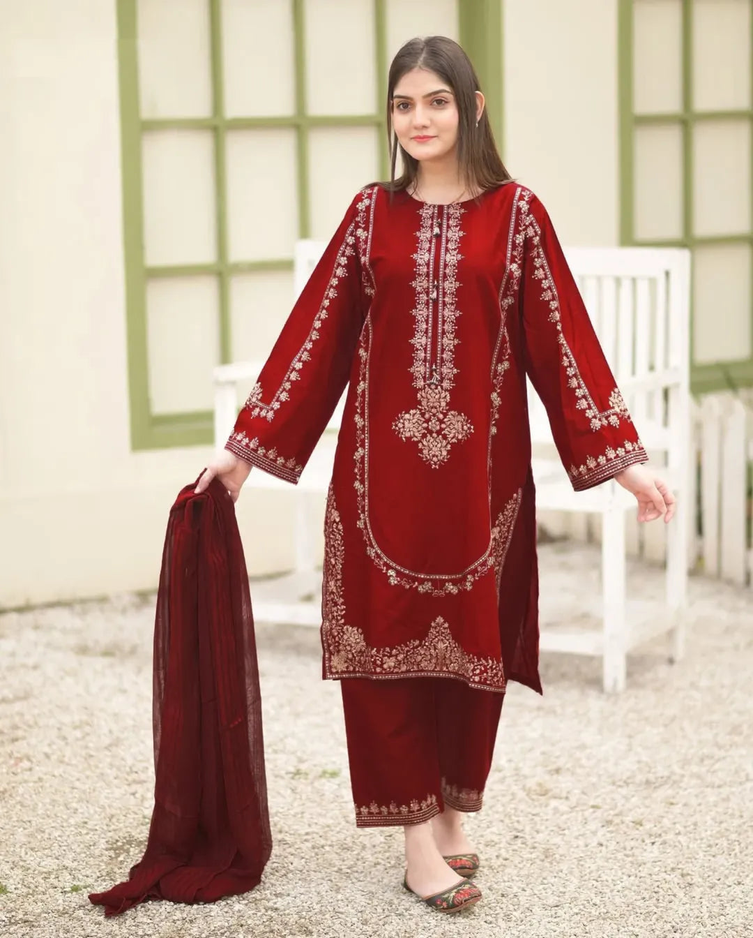 Premium Three Piece Suit with Full Embroidery
