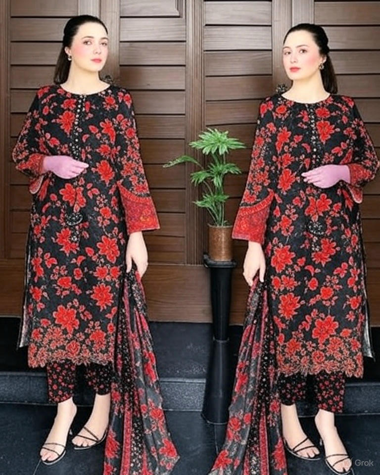 Swiss Lawn Printed Three Piece Suit