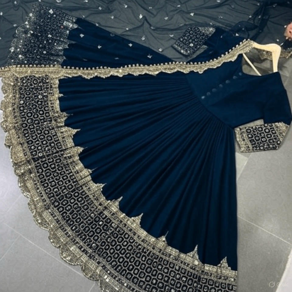 Border Sleeve Heavy Sequence Embroidery With Sequence Embroidery Dupatta