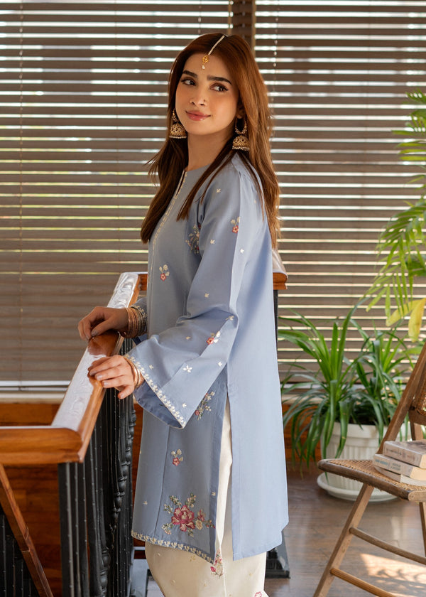 Sky Blue Embroidered Two Piece