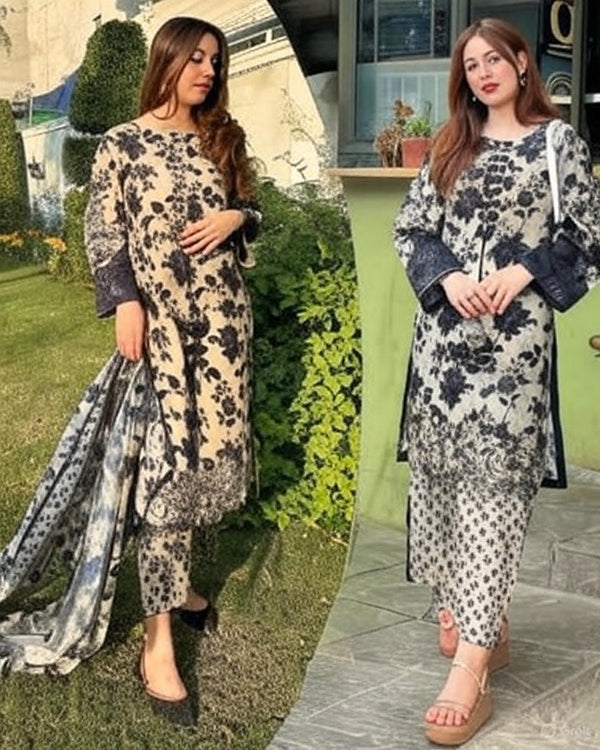 Swiss Lawn Printed Three Piece Suit