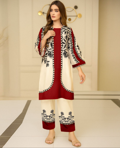 Elegant two Piece Printed Suit - Lulu Cord Set