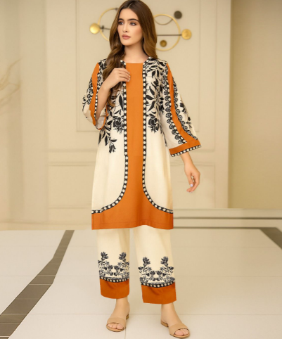 Elegant two Piece Printed Suit - Lulu Cord Set