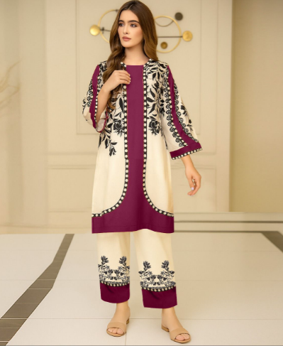 Elegant two Piece Printed Suit - Lulu Cord Set