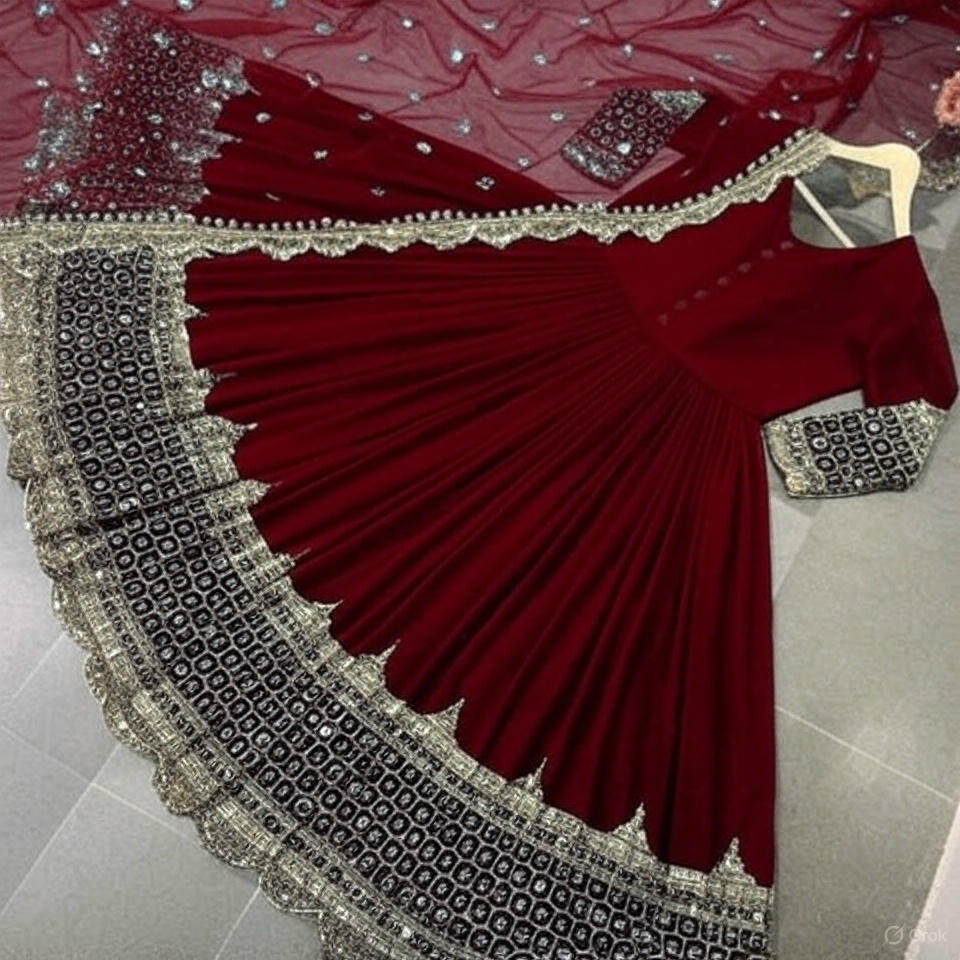 Border Sleeve Heavy Sequence Embroidery With Sequence Embroidery Dupatta