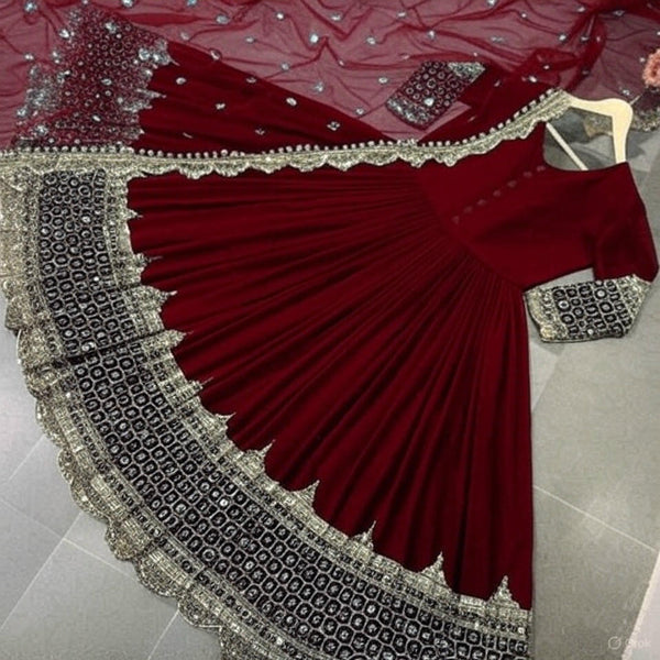 Border Sleeve Heavy Sequence Embroidery With Sequence Embroidery Dupatta