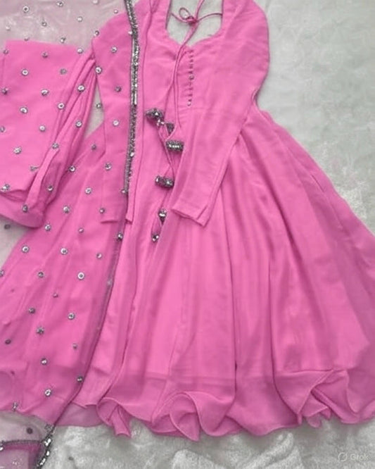 V Neck Three Piece Chiffon Dress