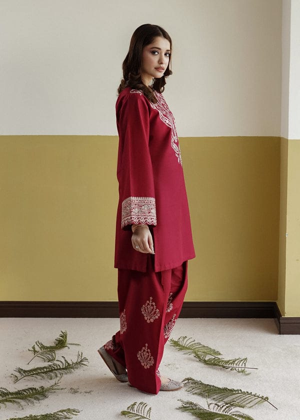 Ruby Radiance – Luxury Embroidered Two-Piece Festive Ensemble