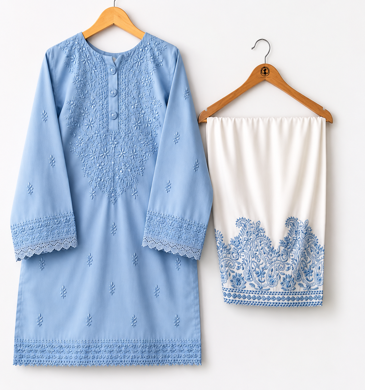 Sky Whisper | Premium Embroidered Farshi Shalwar Set