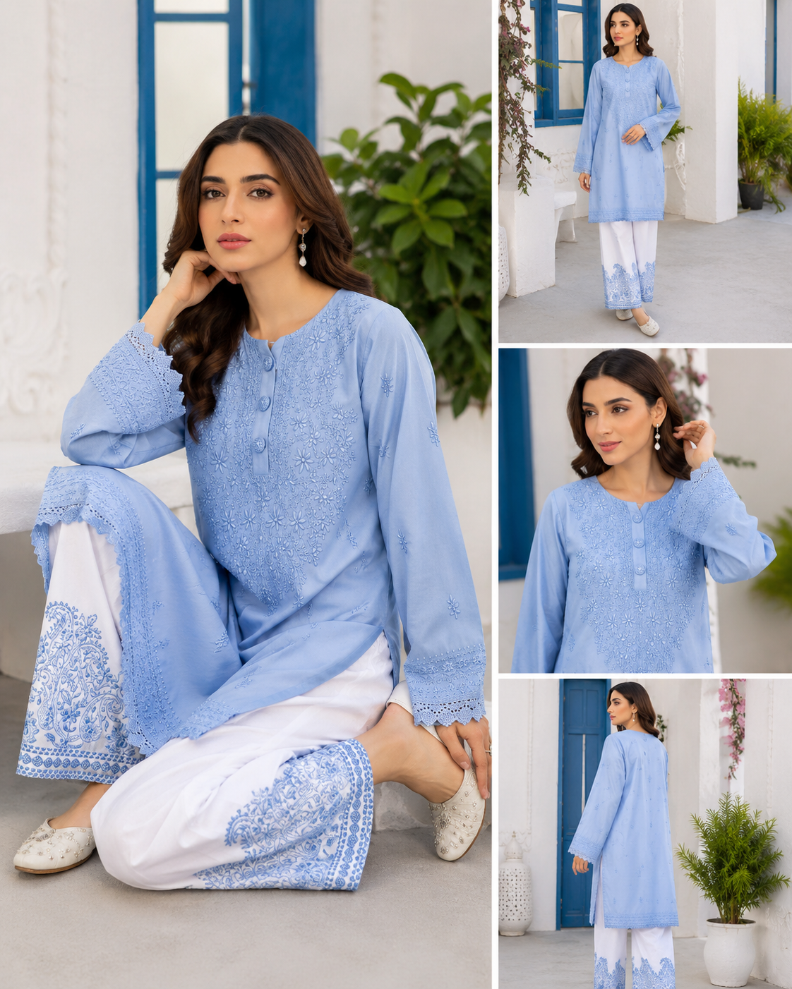 Sky Whisper | Premium Embroidered Farshi Shalwar Set