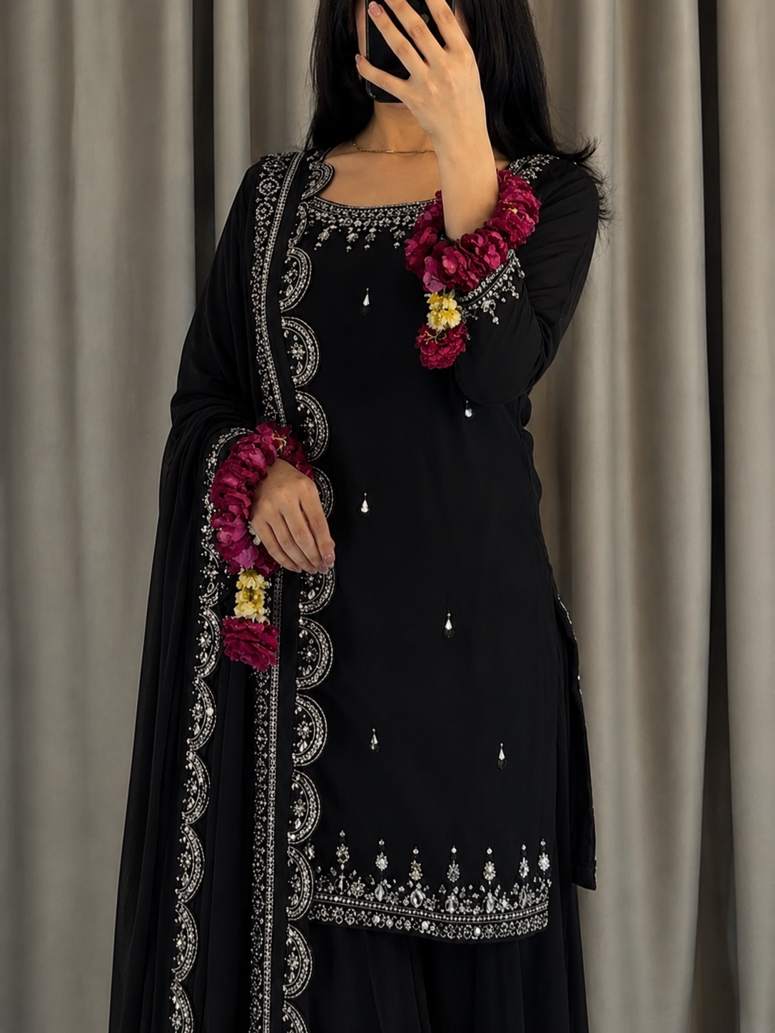 Mirror Embroidered Gharara Dress – Elegant Festive Wear