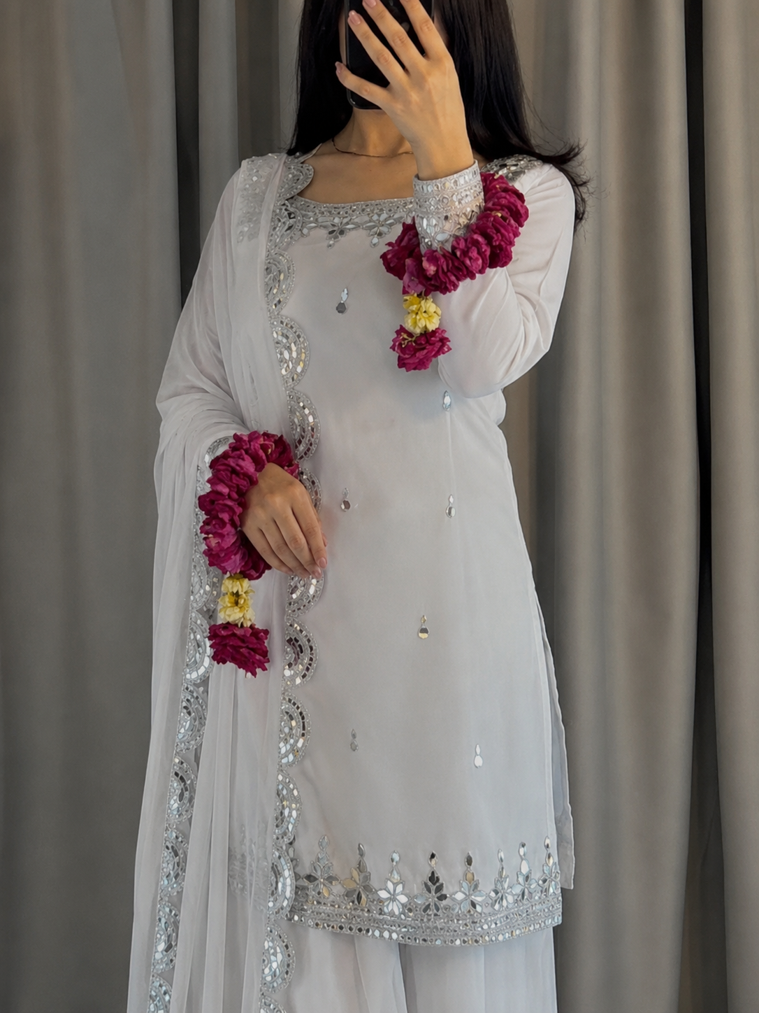 Mirror Embroidered Gharara Dress – Elegant Festive Wear
