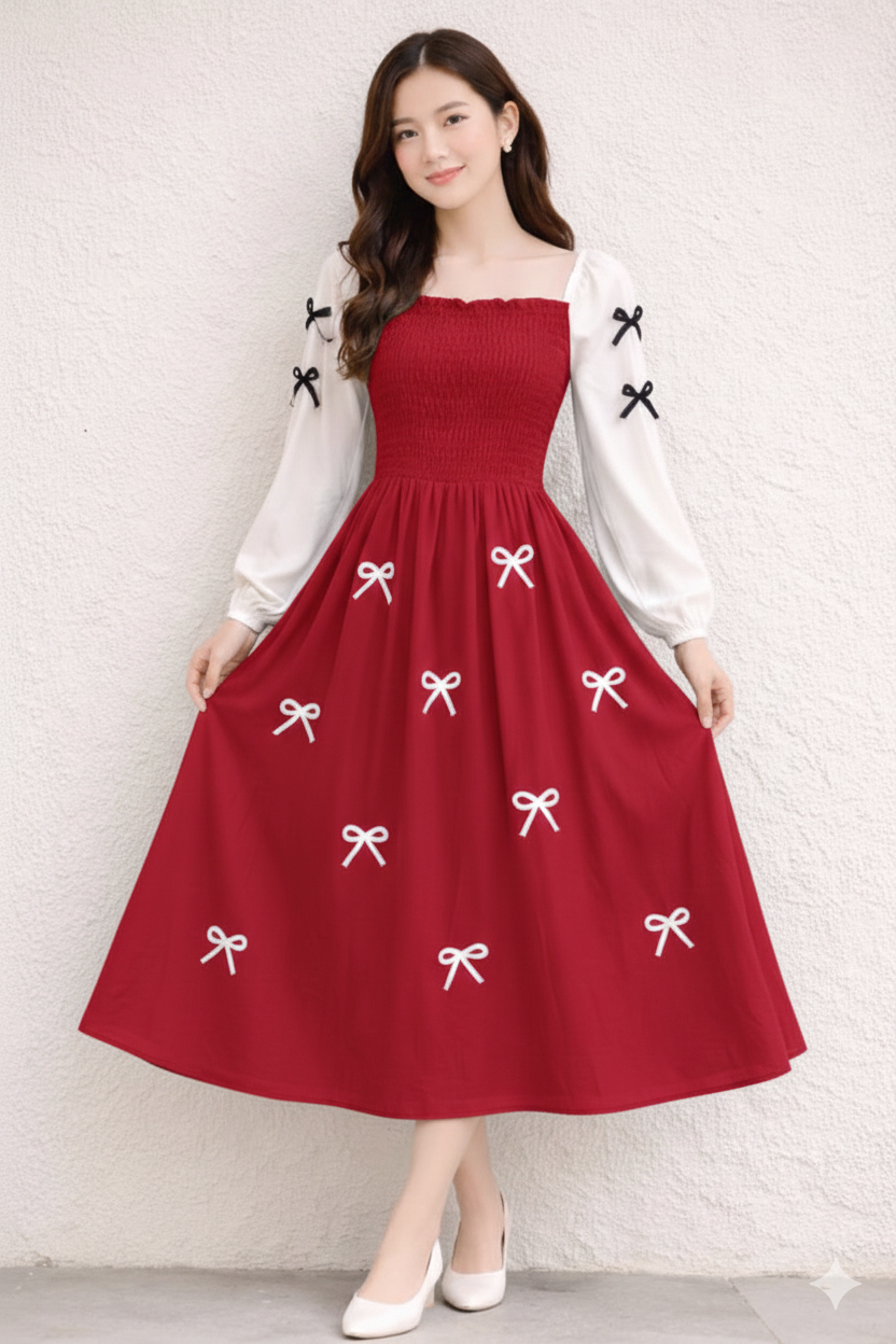 Sweetheart Ribbon Midi Dress