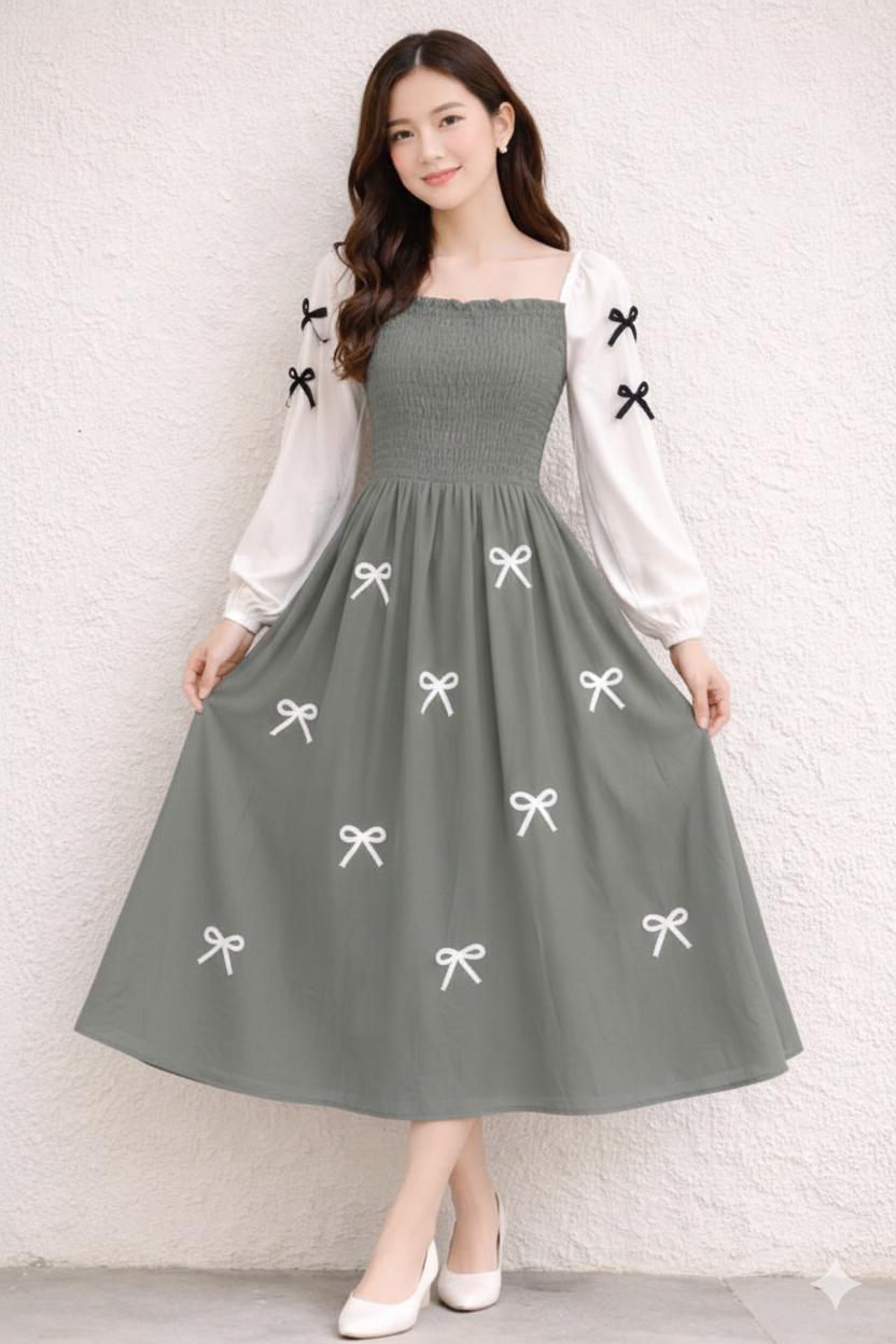 Sweetheart Ribbon Midi Dress
