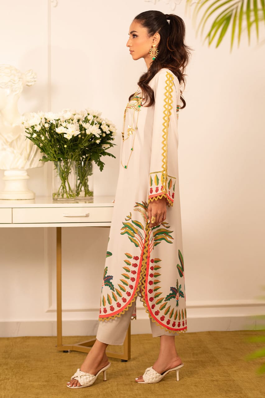 Ivory Garden Bloom – Printed Long Shirt Set