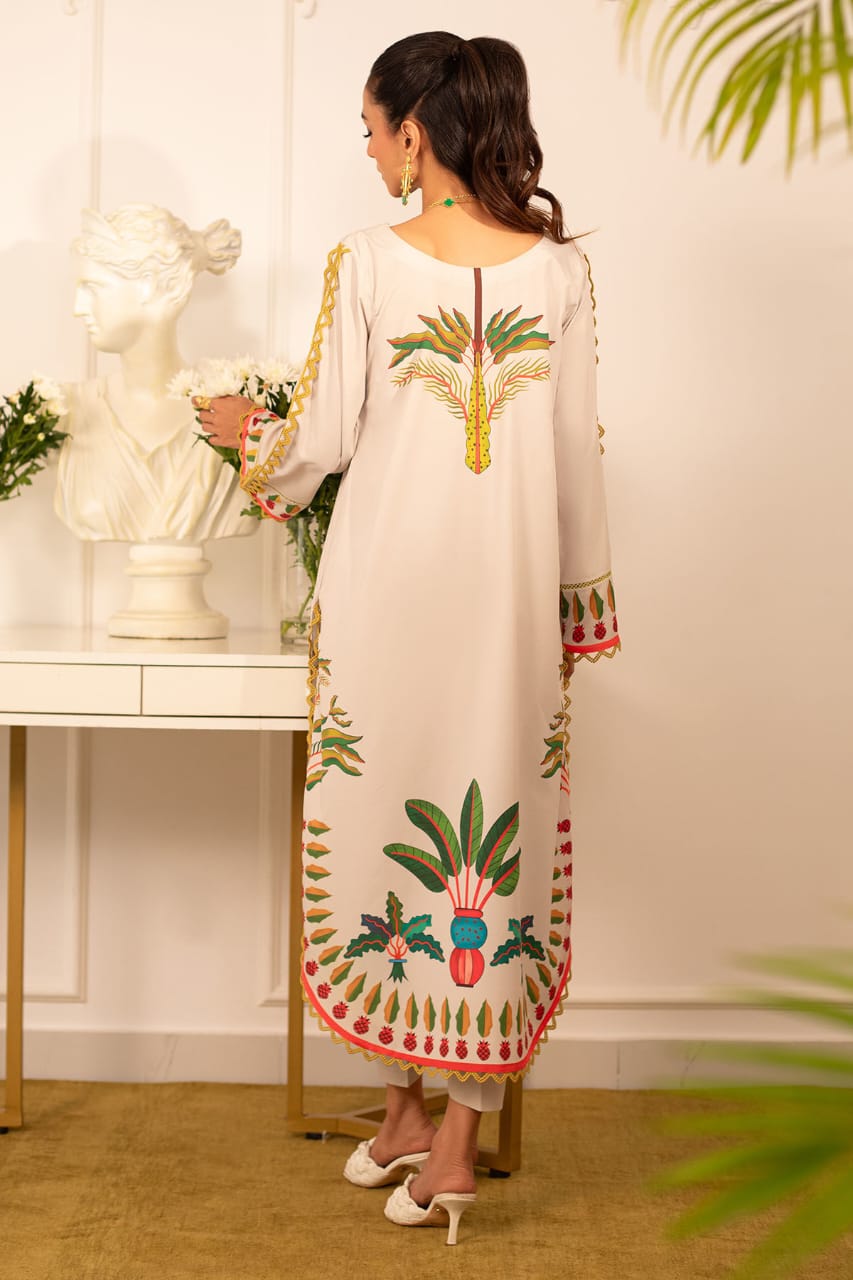 Ivory Garden Bloom – Printed Long Shirt Set