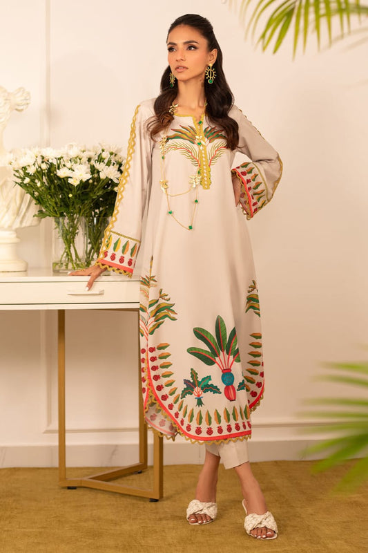 Ivory Garden Bloom – Printed Long Shirt Set