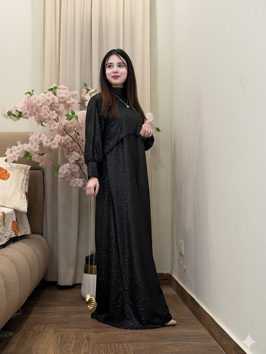 Shimmering Blush A-Line Maxi Dress