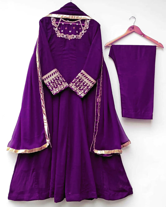 Handwork And Embroidery On Neck,Sleeves Maxi With Lace Work Duppatta And Trouser