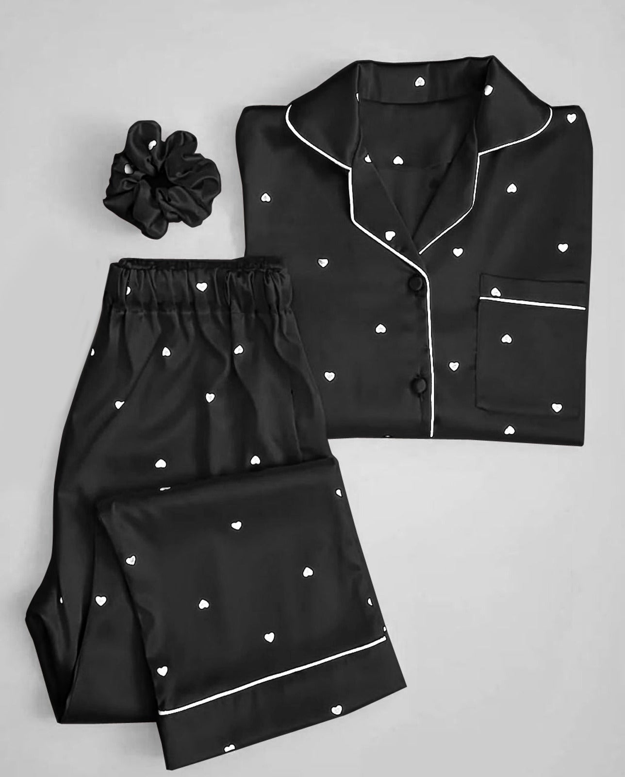 Silk Night Suit with Hair Scrunch