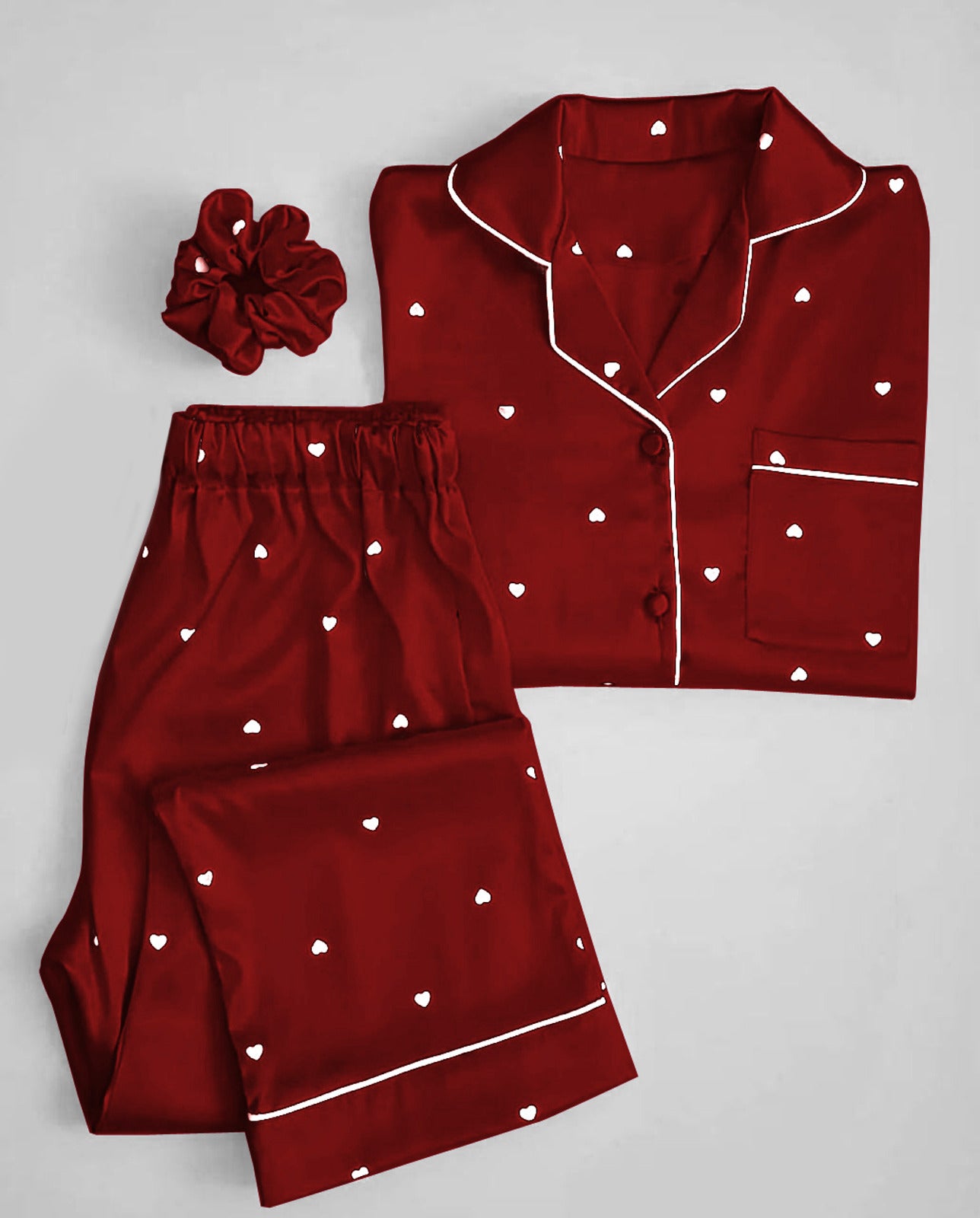 Silk Night Suit with Hair Scrunch