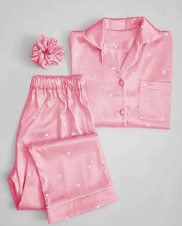 Silk Night Suit with Hair Scrunch