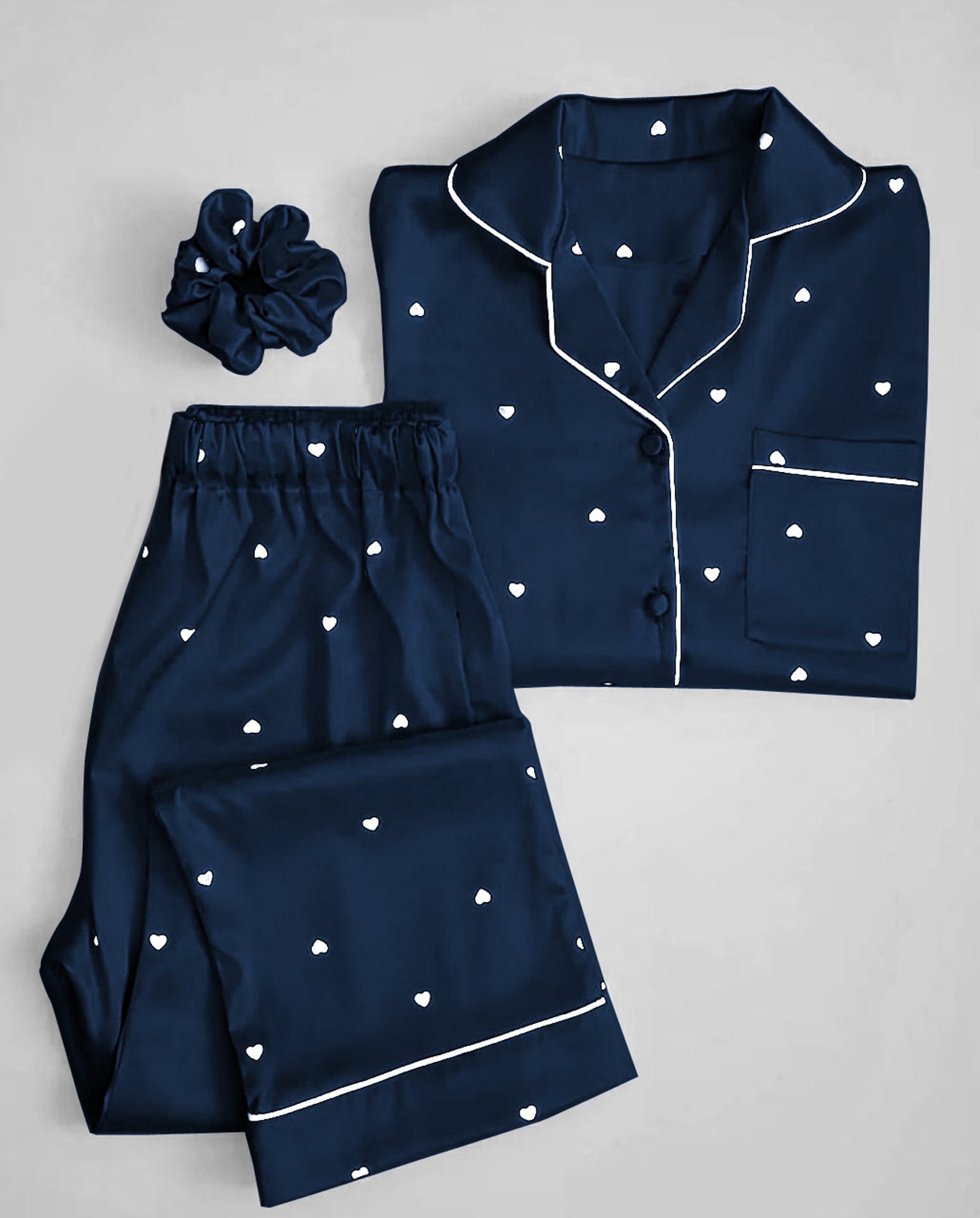 Silk Night Suit with Hair Scrunch