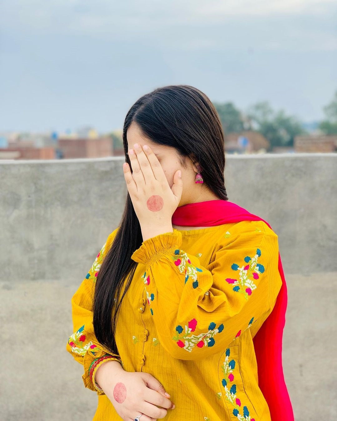 Cotton Two Piece Embroidered Suit
