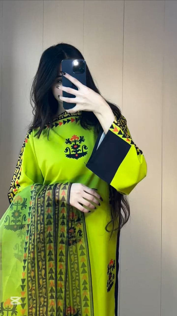 Zest Tribal 3-Piece Set with Chiffon Dupatta