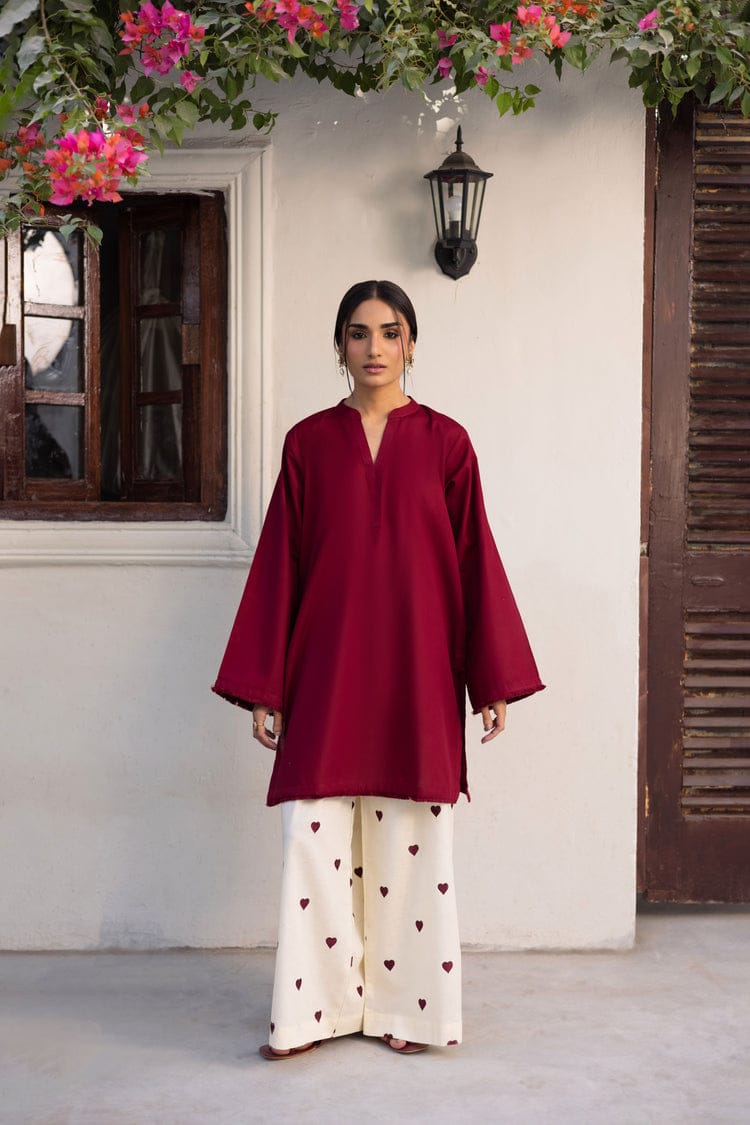 Serene Heart Co-ord Set – Effortless Kurta & Printed Wide-Leg Trousers