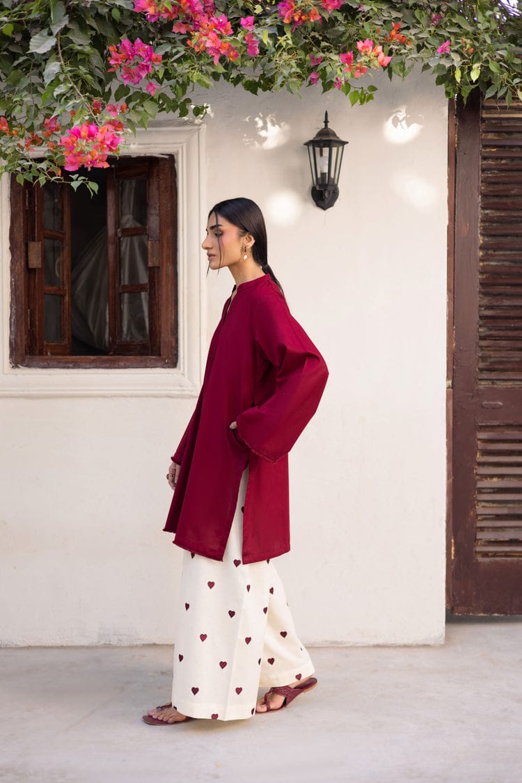 Serene Heart Co-ord Set – Effortless Kurta & Printed Wide-Leg Trousers