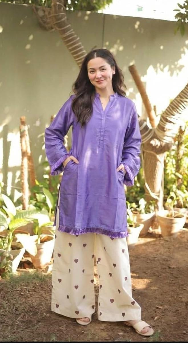 Serene Heart Co-ord Set – Effortless Kurta & Printed Wide-Leg Trousers