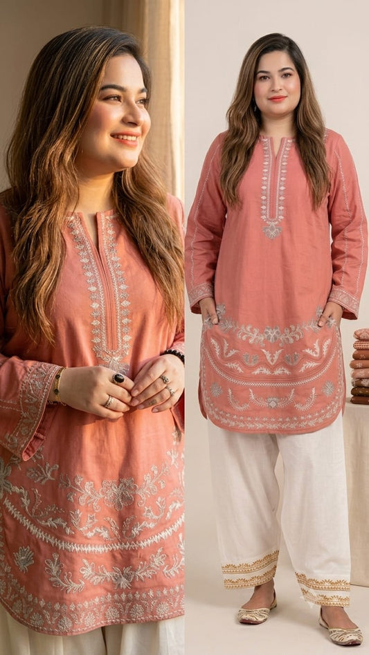 Viral Embroidered Cotton Cord-Set with Farshi Shalwar