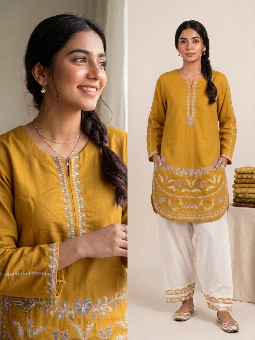 Viral Embroidered Cotton Cord-Set with Farshi Shalwar