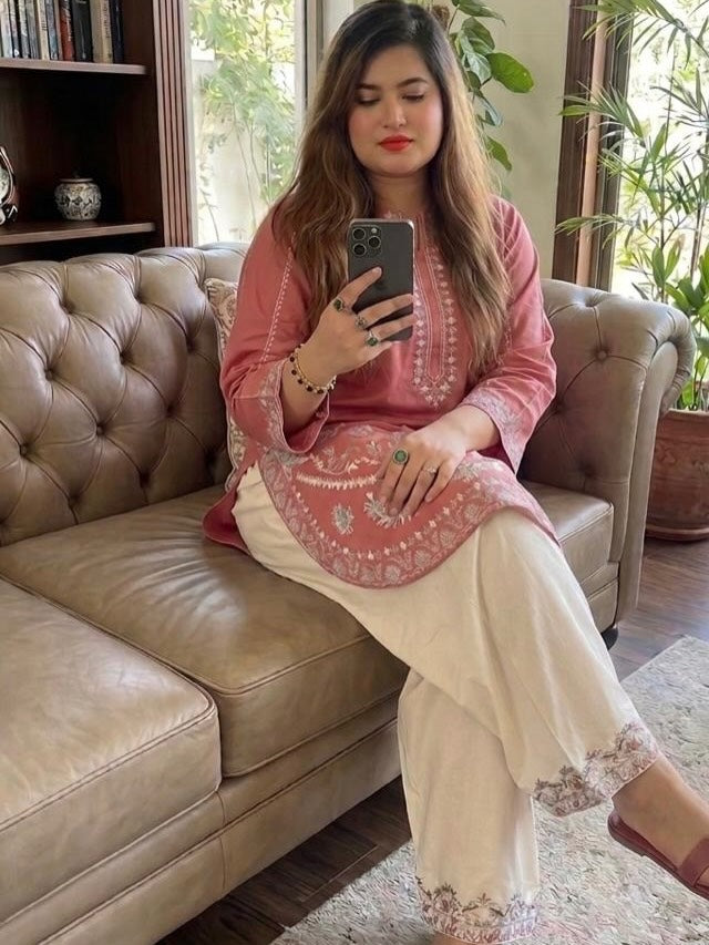 Viral Embroidered Cotton Cord-Set with Farshi Shalwar