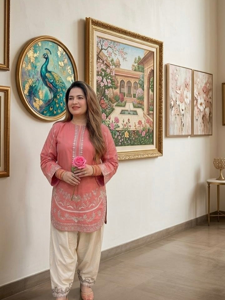 Viral Embroidered Cotton Cord-Set with Farshi Shalwar
