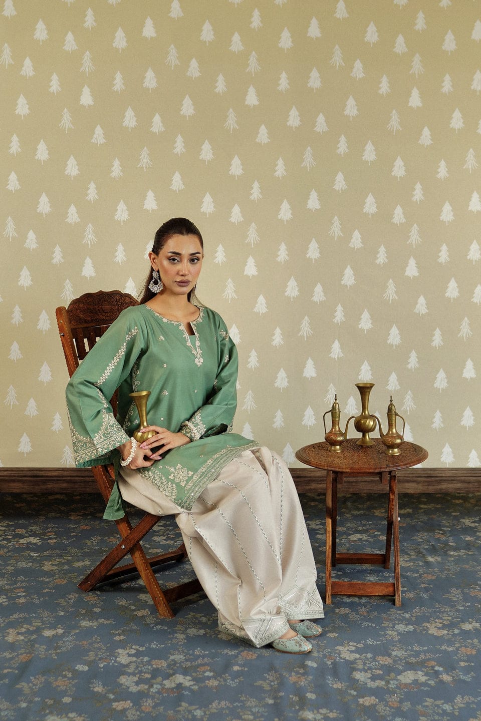 Mint Aura – Sophisticated Embroidery Two-Piece Co-Ord Set
