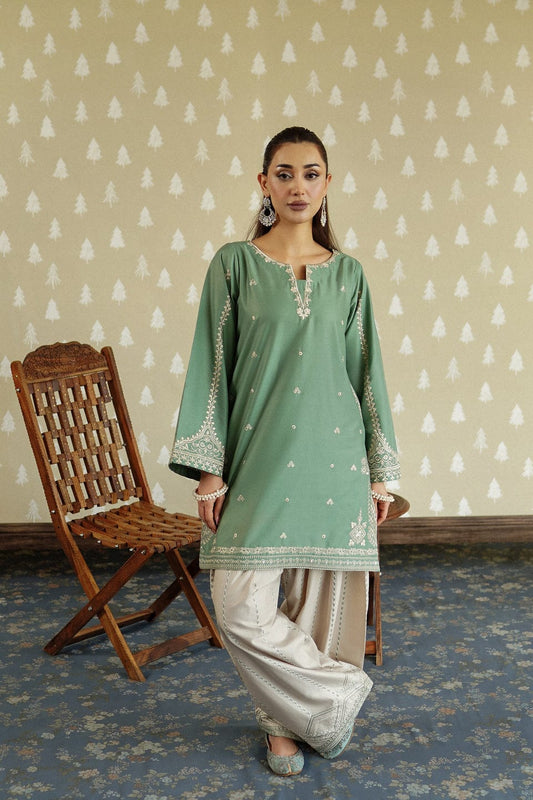 Mint Aura – Sophisticated Embroidery Two-Piece Co-Ord Set