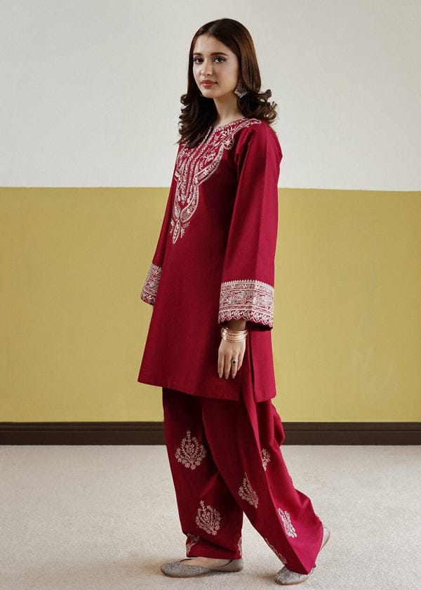 Ruby Radiance – Luxury Embroidered Two-Piece Festive Ensemble