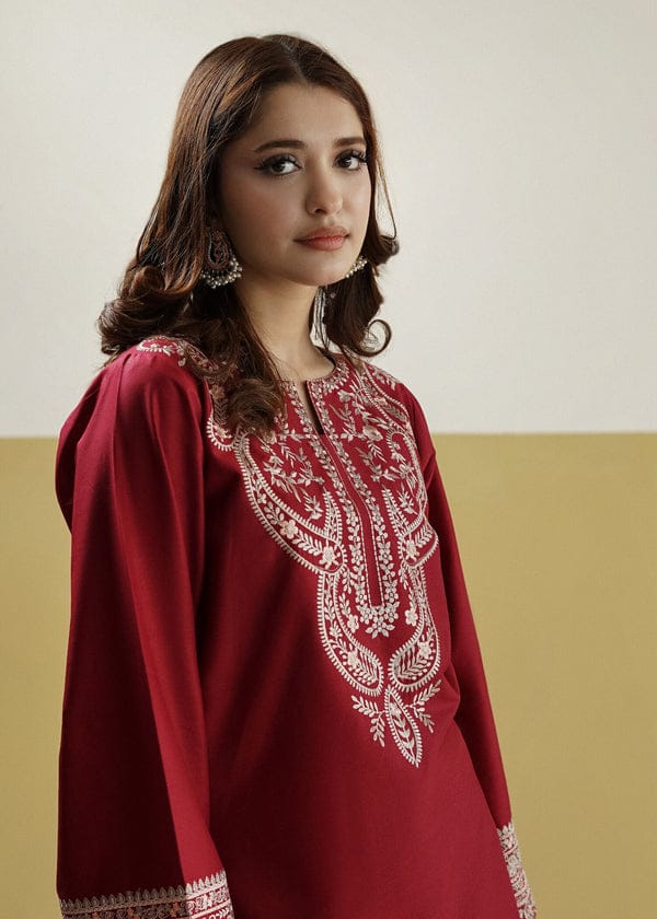 Ruby Radiance – Luxury Embroidered Two-Piece Festive Ensemble
