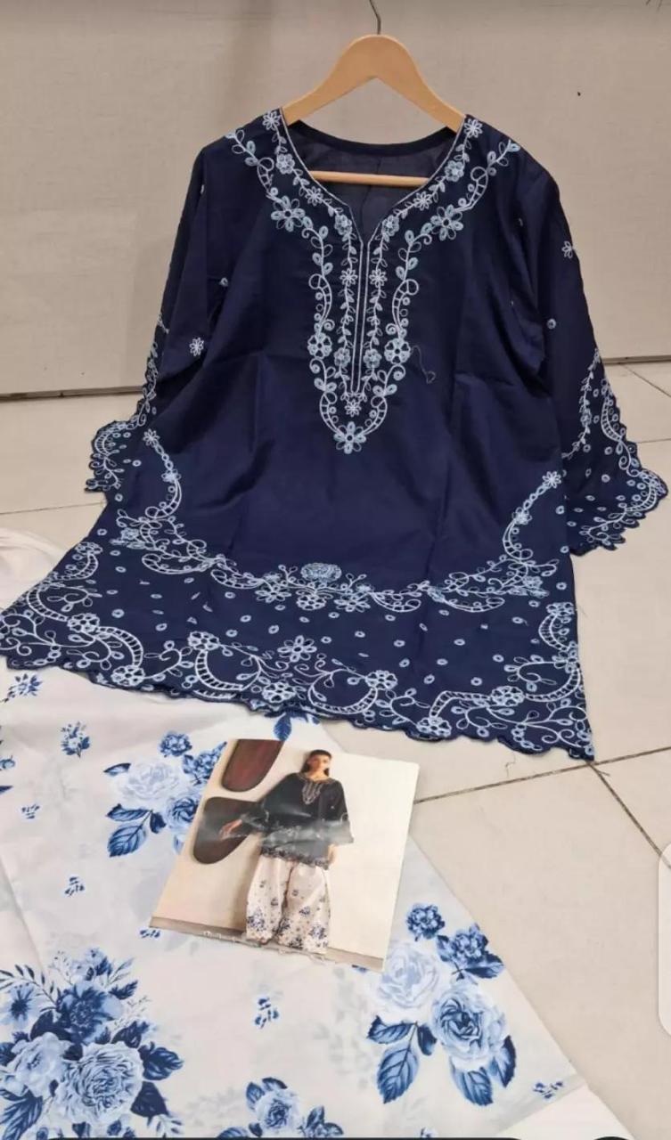 Midnight Blossom — Embroidered Cutwork Shirt & Farshi Shalwar Set