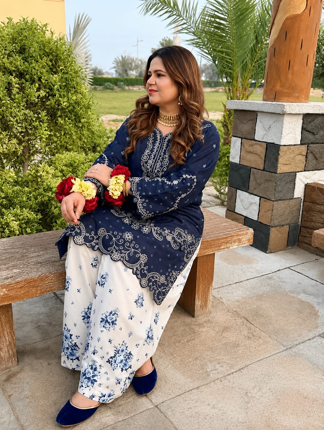 Midnight Blossom — Embroidered Cutwork Shirt & Farshi Shalwar Set
