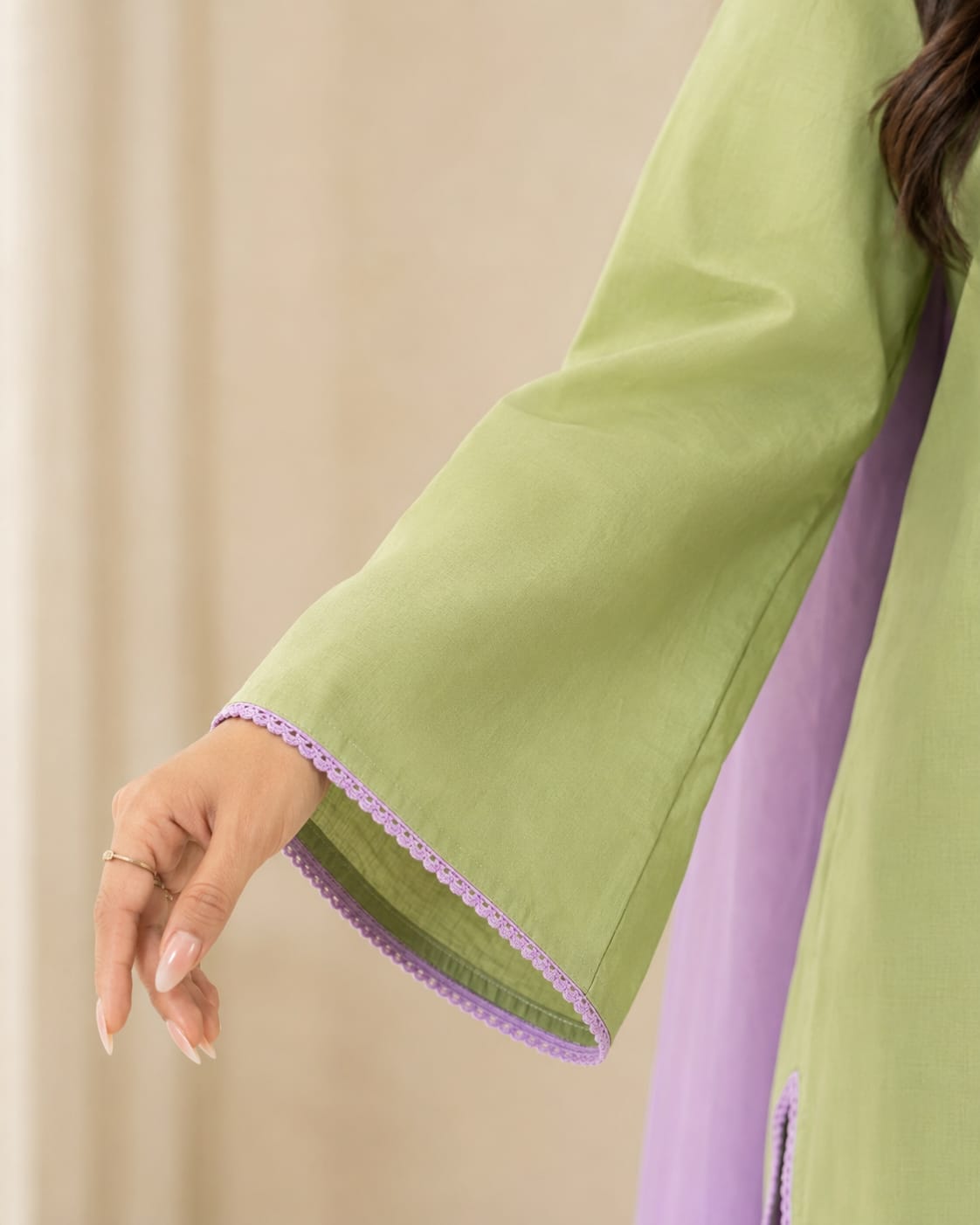 Sage Green & Lavender 3-Piece Cotton Shalwar Kameez Set