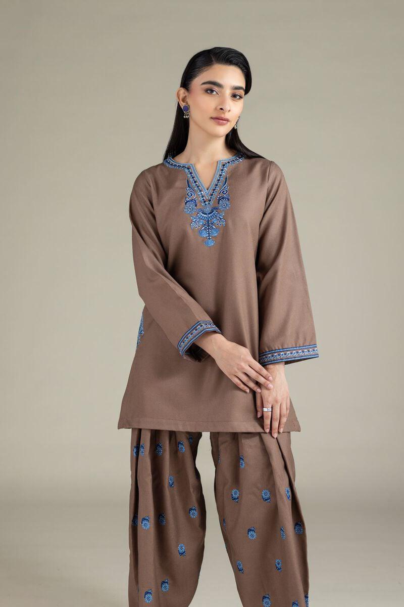 Elegance Redefined: Earthy Bronze Embroidered Co-ord Set